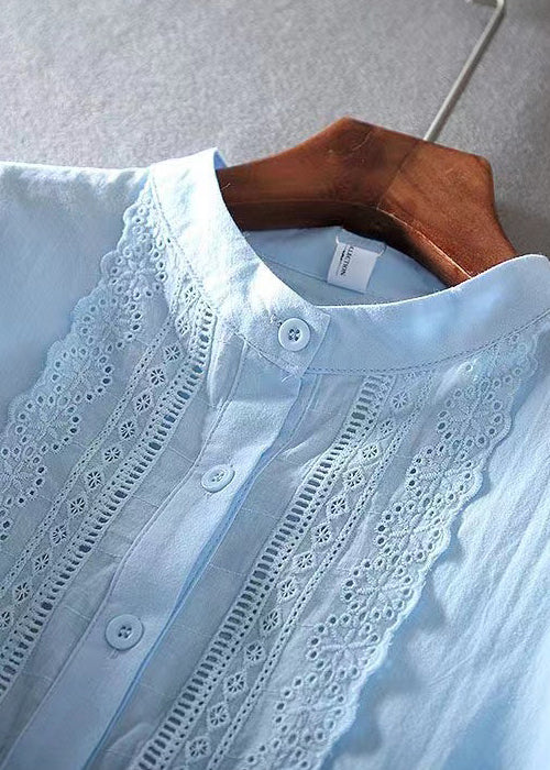 Women¡¯s Embroidered Lace Patchwork Blouse with Floral Puff Sleeves