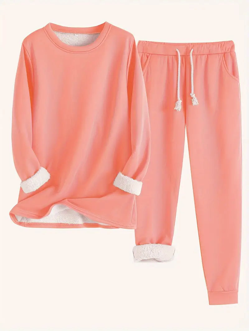 Women's Fleece-Lined Two-Piece Lounge Set