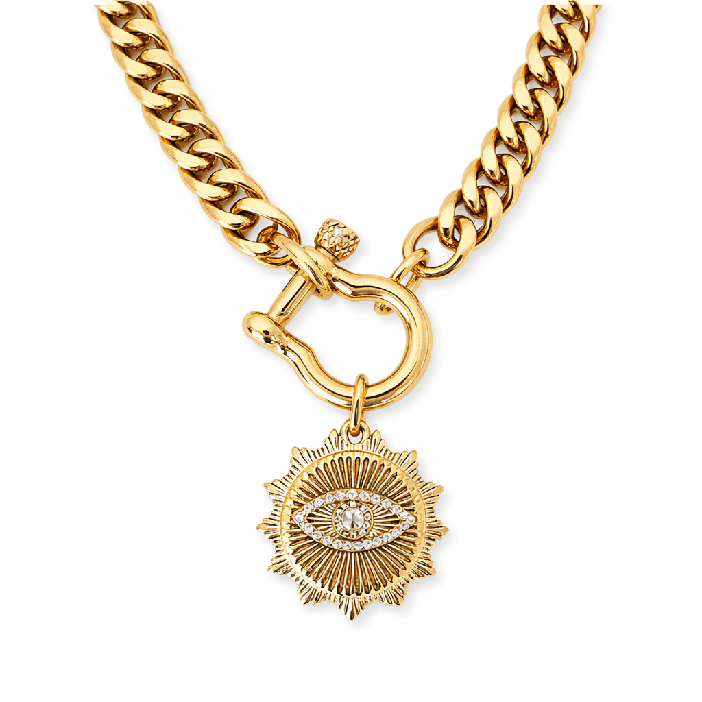 Women's Chain Necklace with Evil Eye Charm