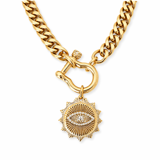 Women's Chain Necklace with Evil Eye Charm