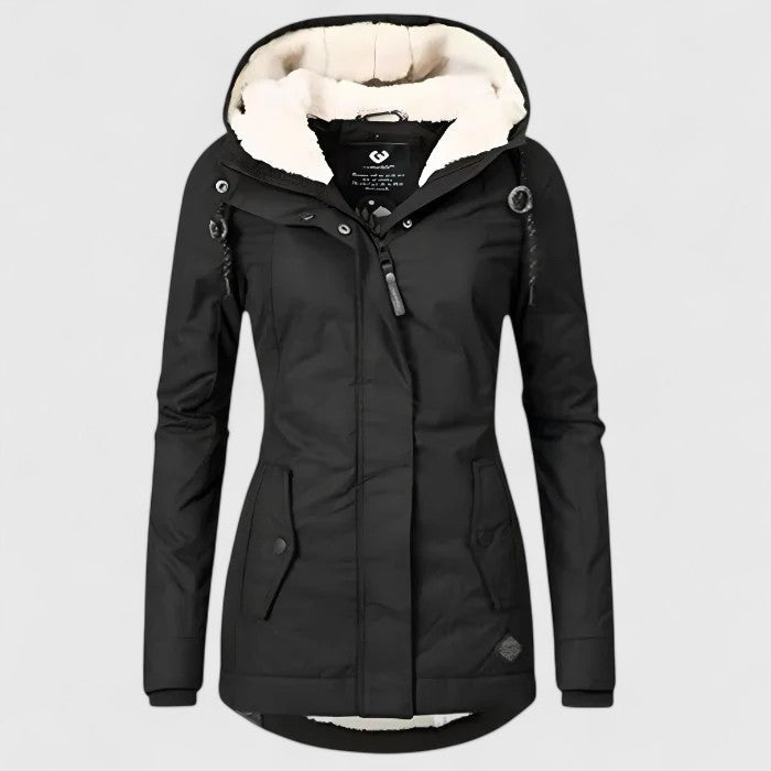 Women's Windproof Fleece-Lined Hooded Winter Jacket
