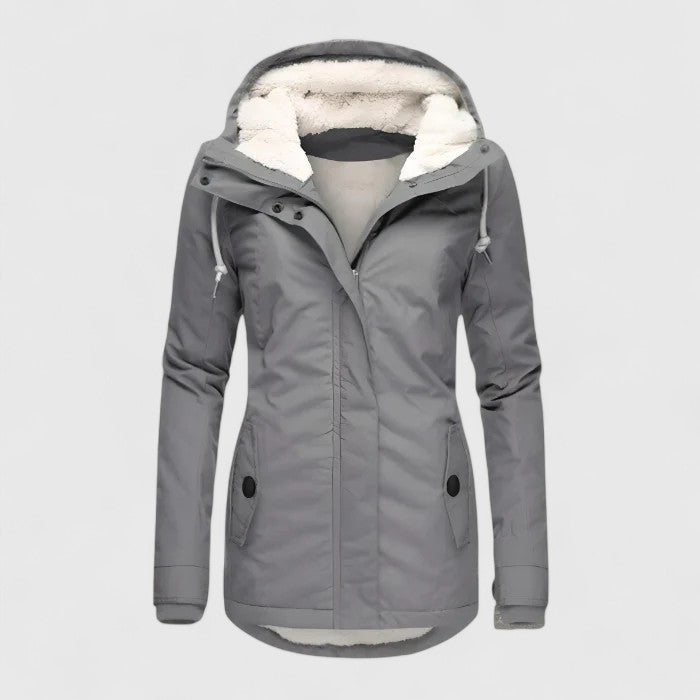 Women's Windproof Fleece-Lined Hooded Winter Jacket