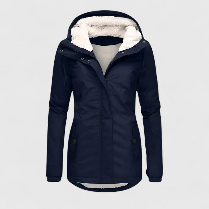 Women's Windproof Fleece-Lined Hooded Winter Jacket