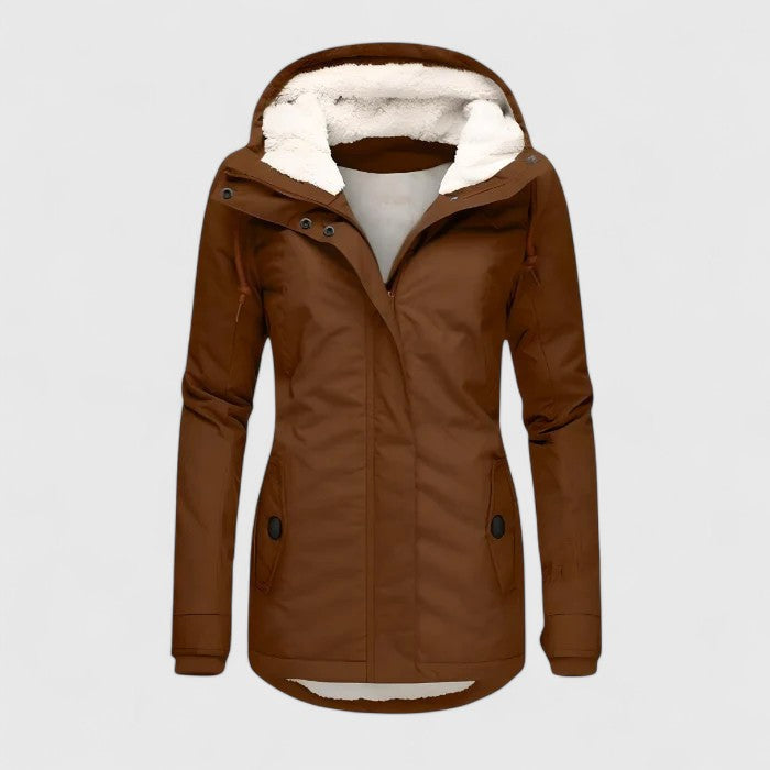 Women's Windproof Fleece-Lined Hooded Winter Jacket