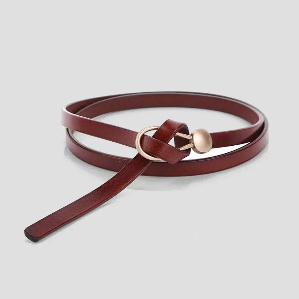 Women's Slim Bow Belt with Metal Ring Closure