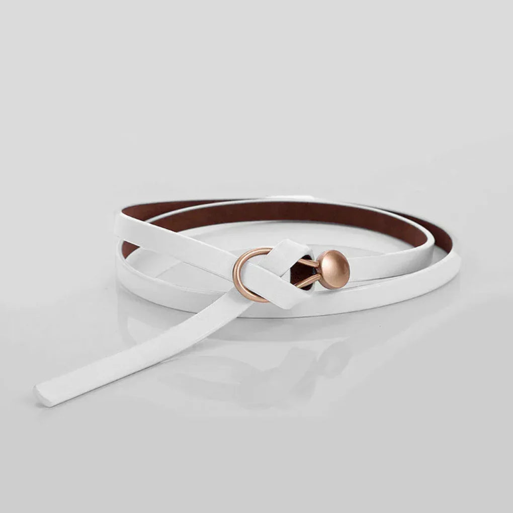 Women's Slim Bow Belt with Metal Ring Closure