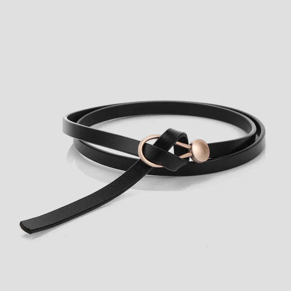 Women's Slim Bow Belt with Metal Ring Closure