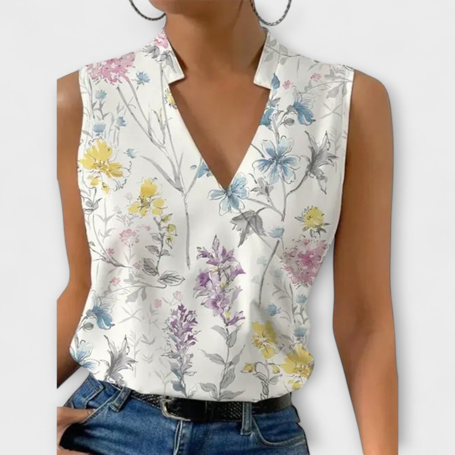 Women’s Wrap Blouse Sleeveless Collared V Neck Shirt