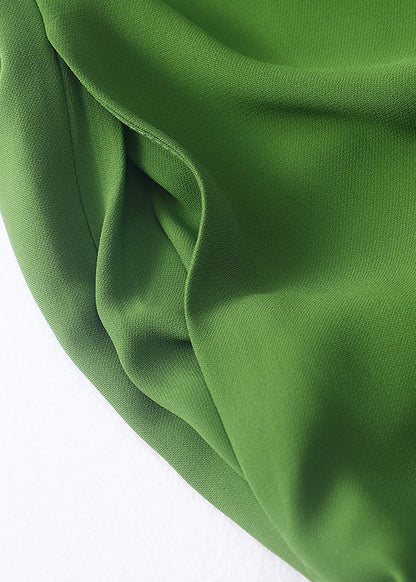 Women's Green Chiffon Spaghetti Strap Jumpsuit with Zippered Pockets for Effortless Elegance