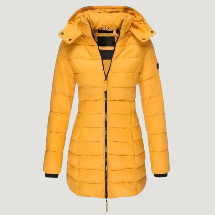 Women's Lightweight Long Puffer Coat With Stand Collar