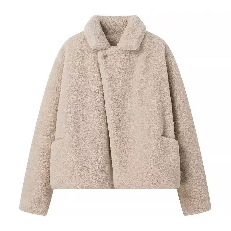 Women's Teddy Jacket Oversized Fit with Shawl Collar
