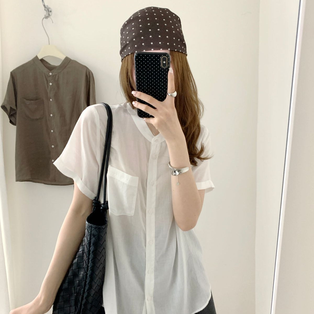 Women’s Tunic Tops with Linen Button-Front and Chest Pocket