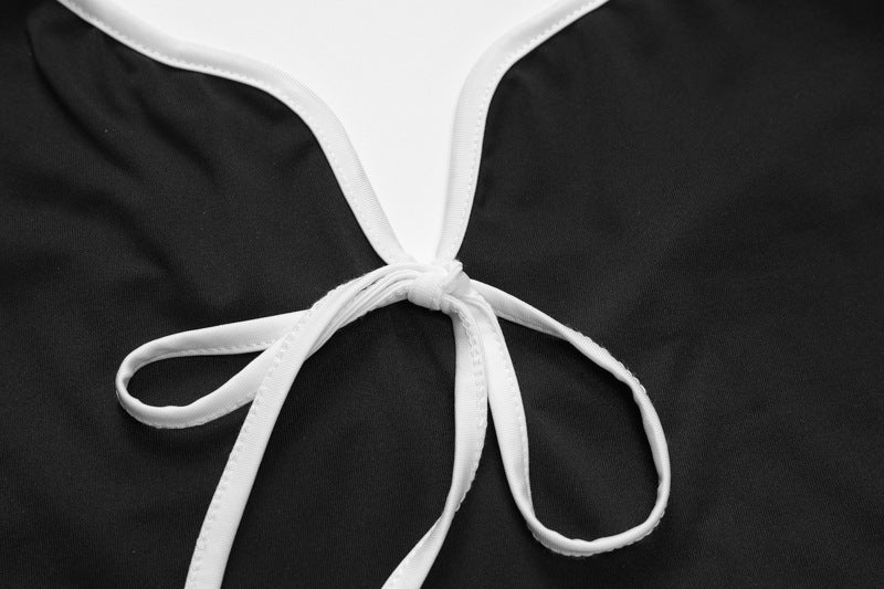 Women’s Bodycon Maxi Dress with Contrast Binding and Bow Detail