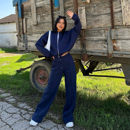 Ceylan® Oversized Zip Up Sweatsuit Set