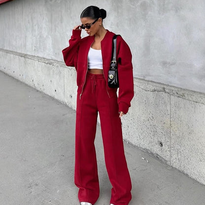 Ceylan® Oversized Zip Up Sweatsuit Set