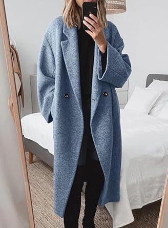Women's Oversized Longline Coat with Classic Lapels