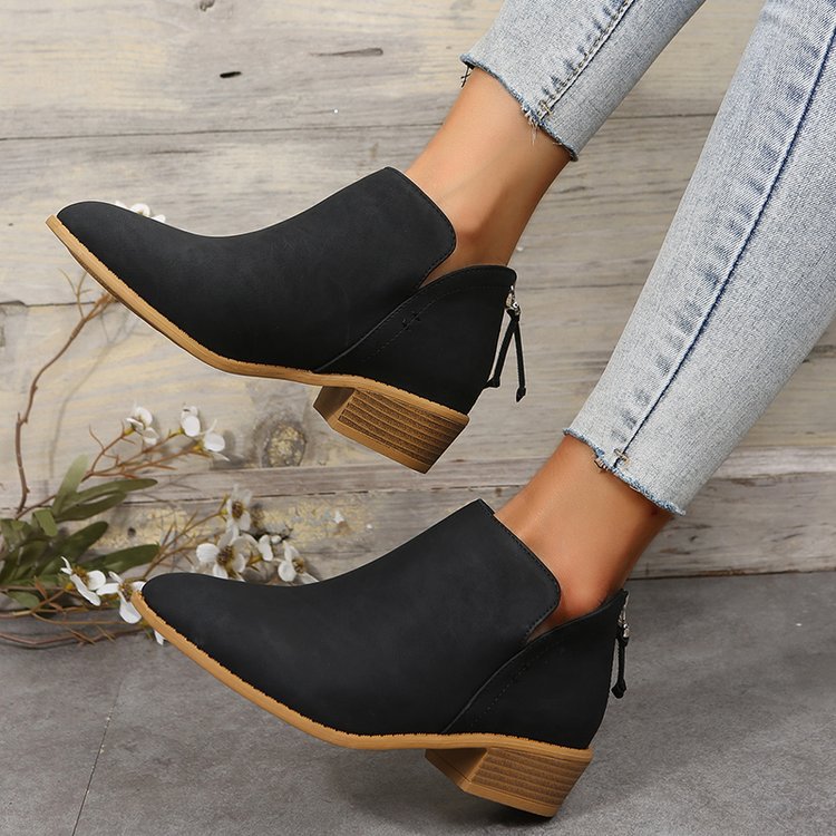 Women's Chelsea Ankle Boots Block Heel Side Zip