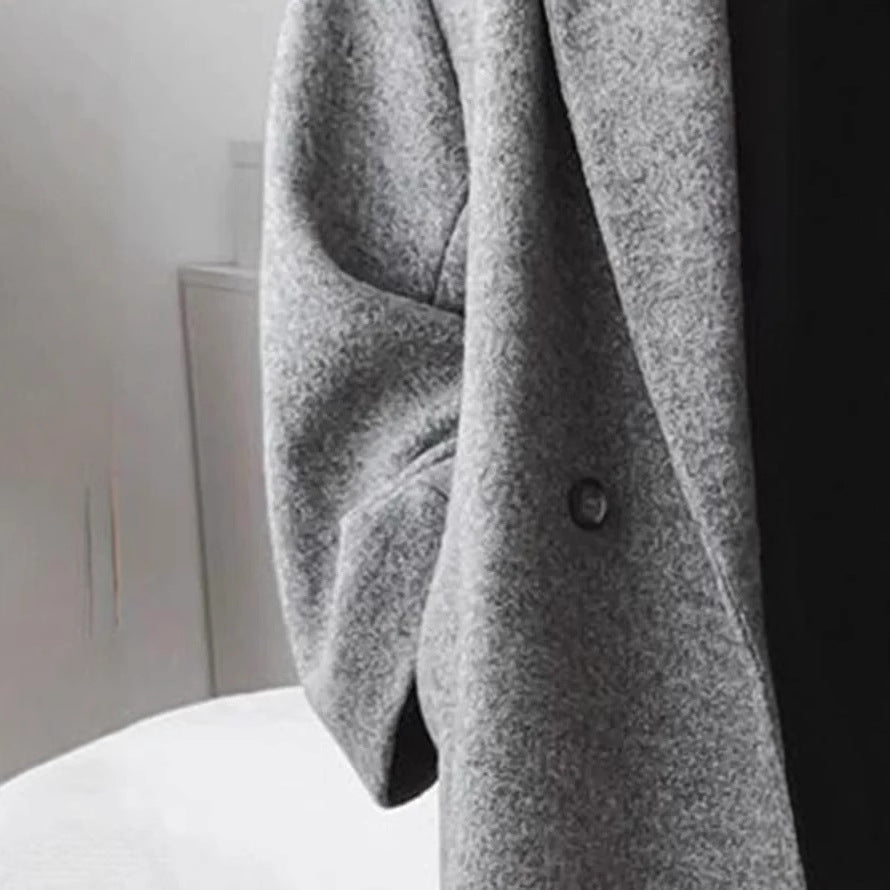 Women's Oversized Longline Coat with Classic Lapels