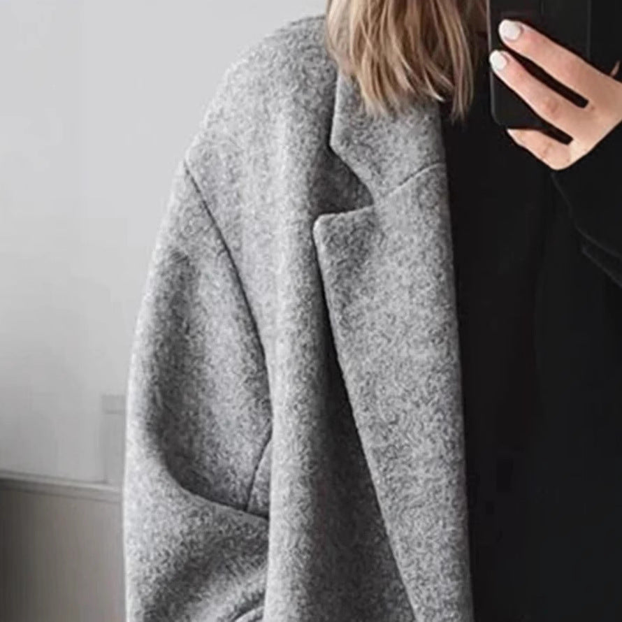 Women's Oversized Longline Coat with Classic Lapels