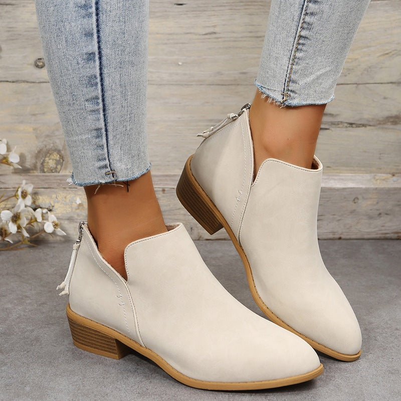 Women's Chelsea Ankle Boots Block Heel Side Zip