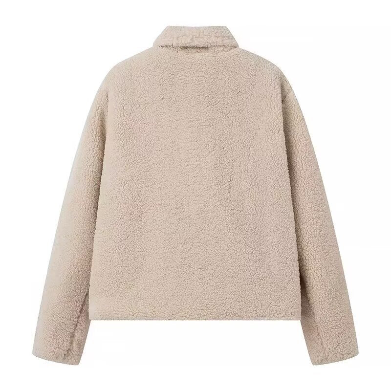Women's Teddy Jacket Oversized Fit with Shawl Collar