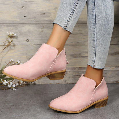 Women's Chelsea Ankle Boots Block Heel Side Zip