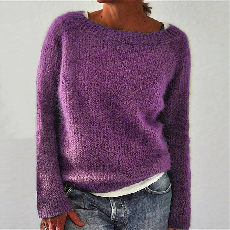Women's Boat Neck Jumper with Relaxed Fit