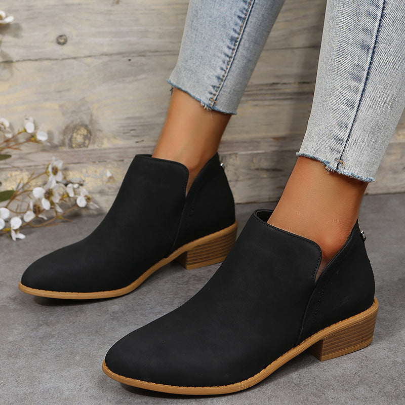 Women's Chelsea Ankle Boots Block Heel Side Zip