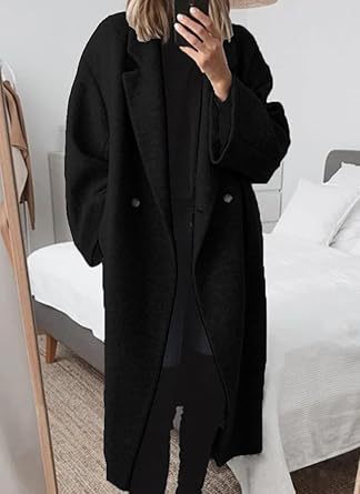 Women's Oversized Longline Coat with Classic Lapels