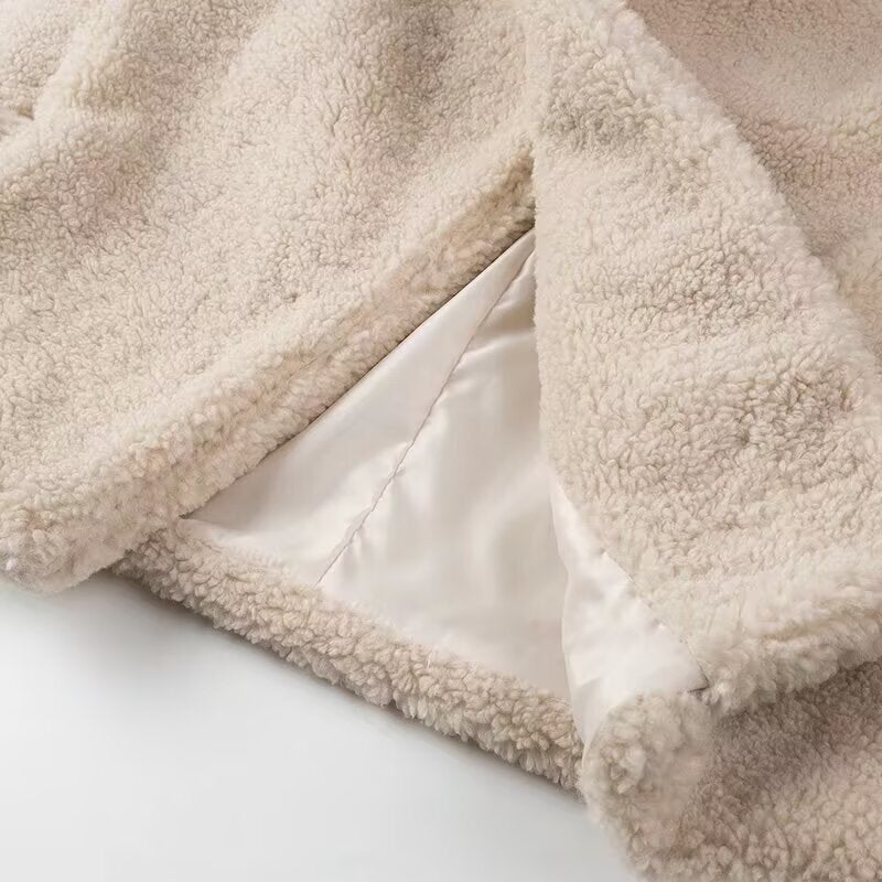 Women's Teddy Jacket Oversized Fit with Shawl Collar