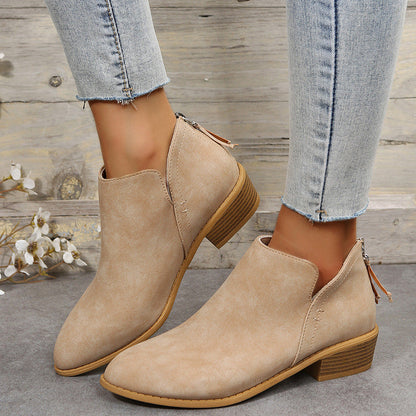 Women's Chelsea Ankle Boots Block Heel Side Zip