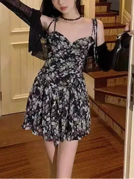 Women’s Mini Sundress with Tie Straps and Sweetheart Neckline