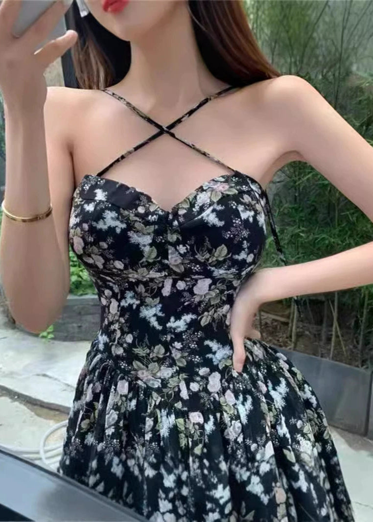Women’s Mini Sundress with Tie Straps and Sweetheart Neckline