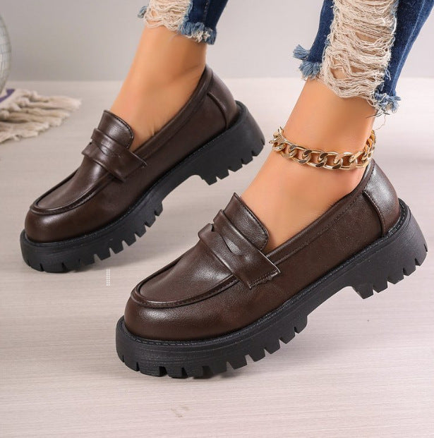 Women's Platform Loafers with Chunky Sole and Slip-On Fit