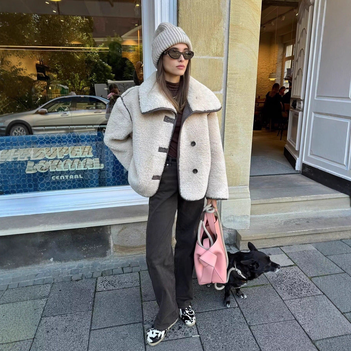 Women's Shawl Collar Teddy Jacket Button Front