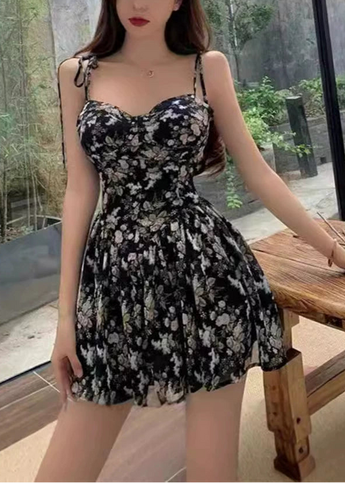 Women’s Mini Sundress with Tie Straps and Sweetheart Neckline