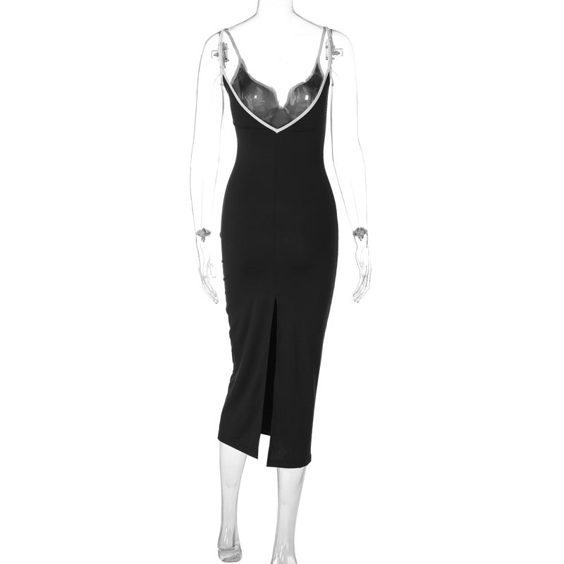 Women’s Bodycon Maxi Dress with Contrast Binding and Bow Detail