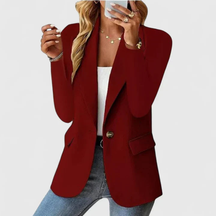 Women's Open-Front Tailored Blazer With Long Sleeves