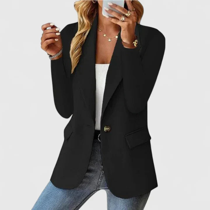 Women's Open-Front Tailored Blazer With Long Sleeves