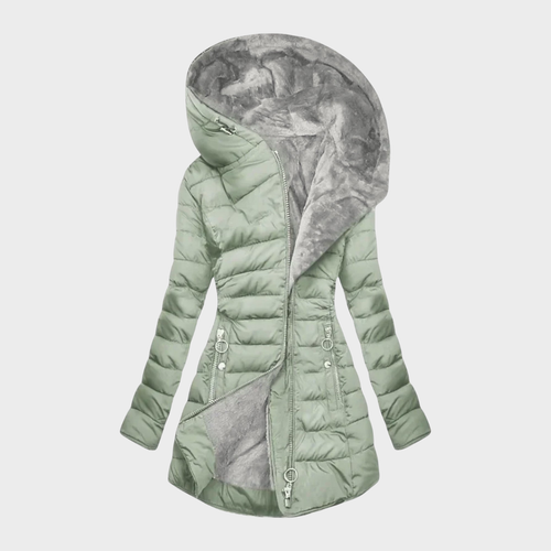 Women's Quilted Puffer Coat with Oversized Hood