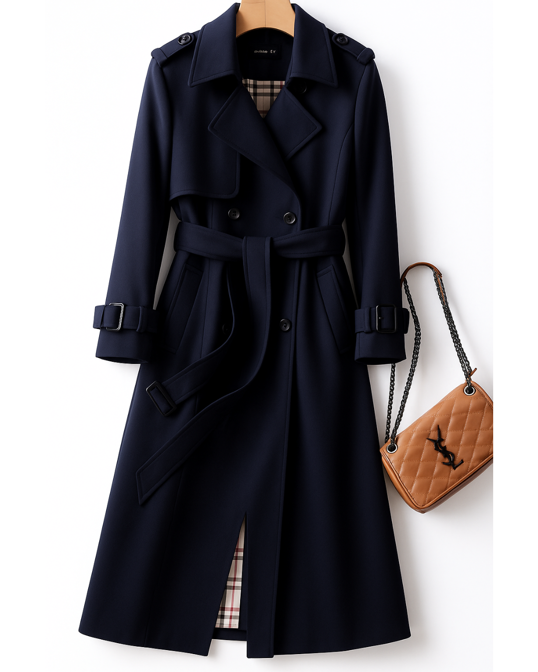 Women's Classic Trench Coat with Belted Waist