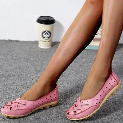 Women¡¯s Orthopedic Loafer Flats with Breathable Laser Cut Leather