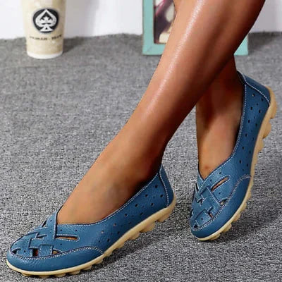 Women¡¯s Orthopedic Loafer Flats with Breathable Laser Cut Leather