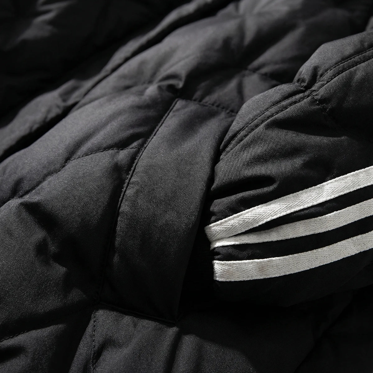 Women's Long Quilted Hooded Coat with Stripe Detail