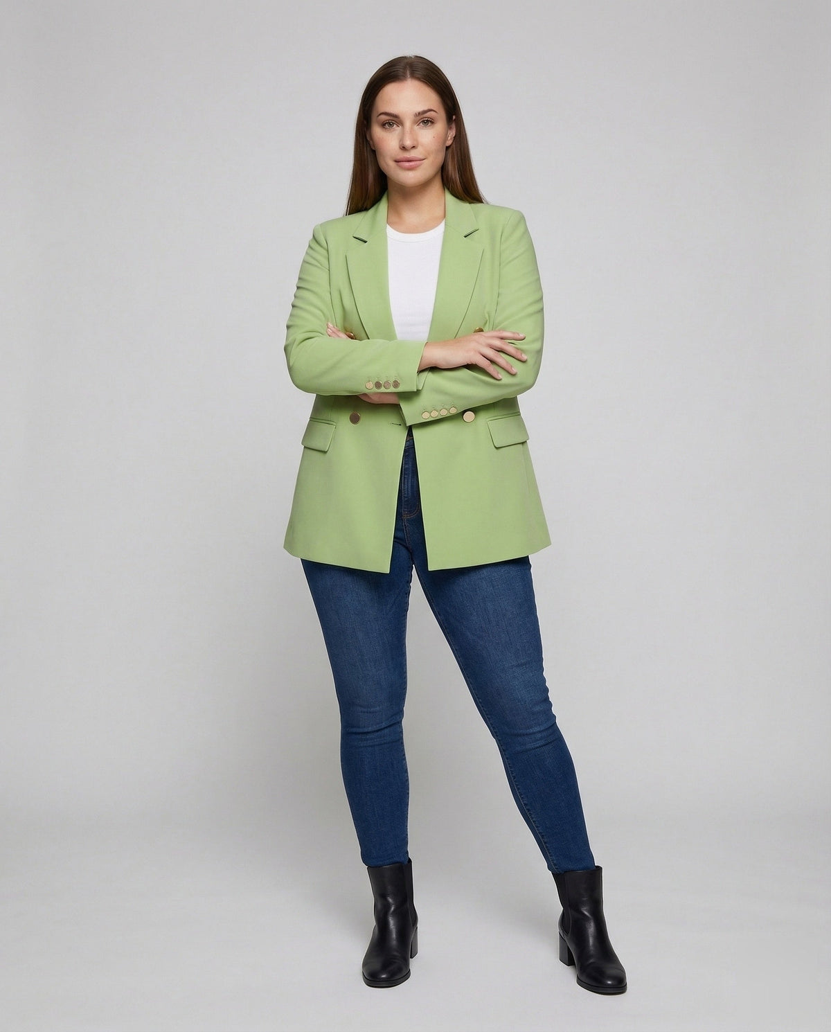 Women's Double-Breasted Blazer with Notch Lapel