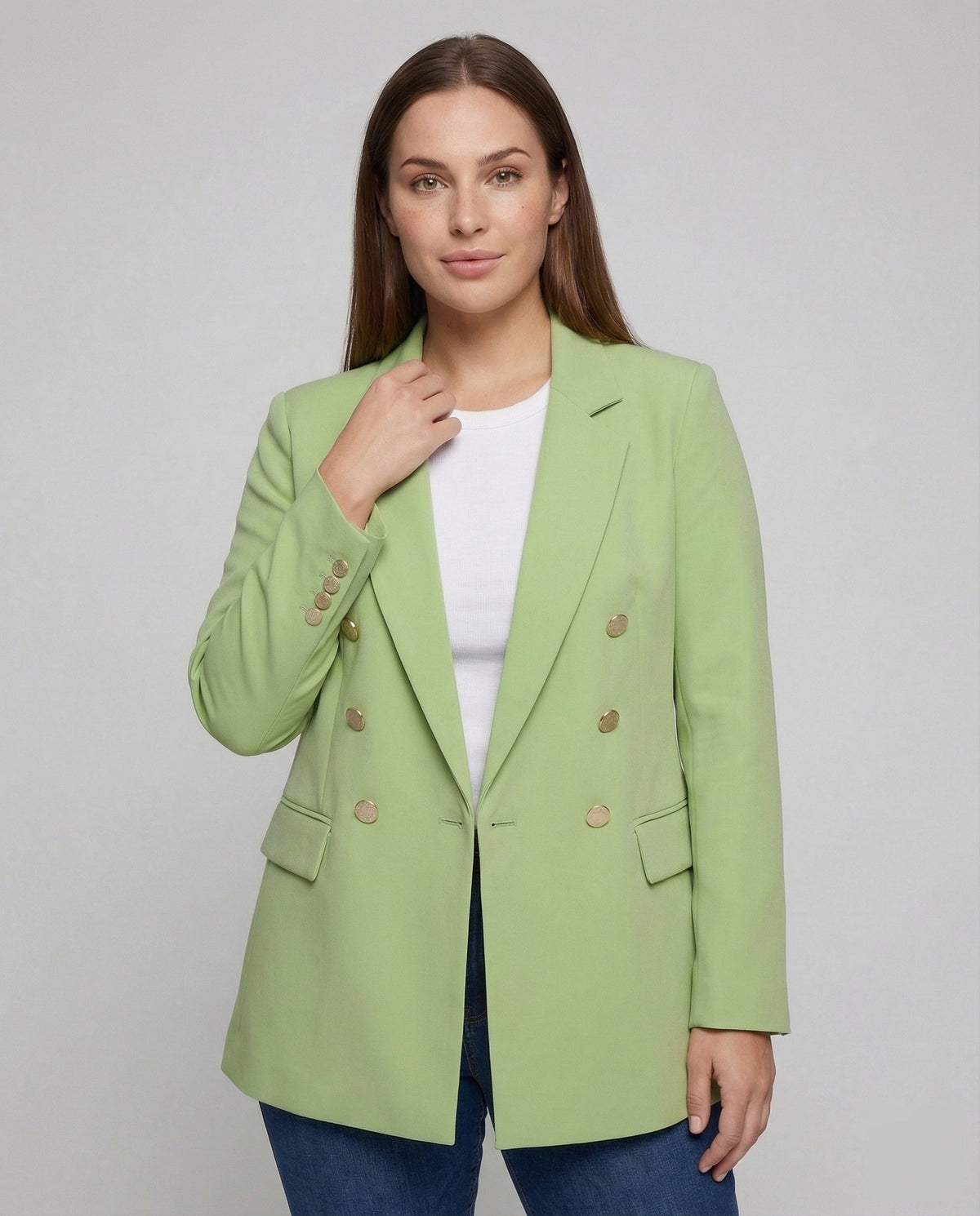Women's Double-Breasted Blazer with Notch Lapel