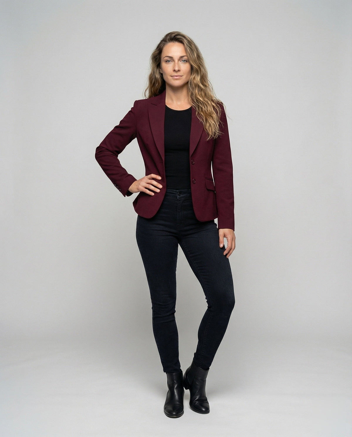Women's Peplum Business Blazer Two-Button Notch Lapel