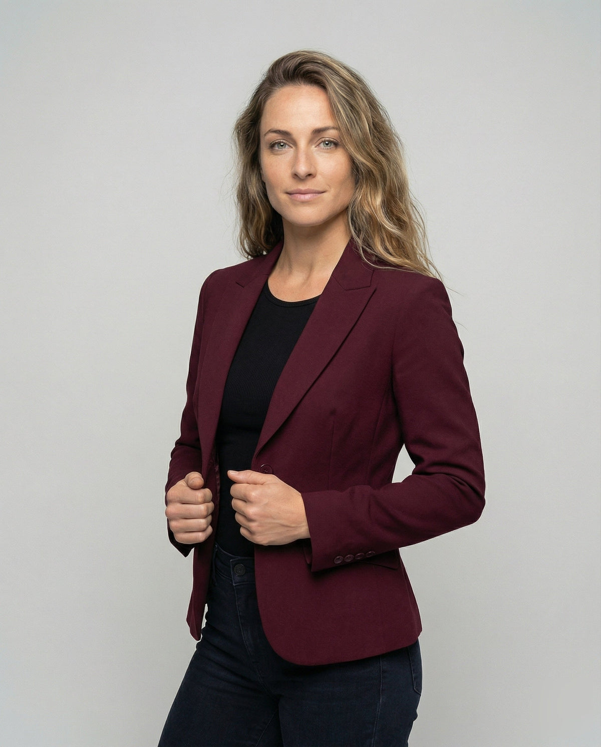 Women's Peplum Business Blazer Two-Button Notch Lapel