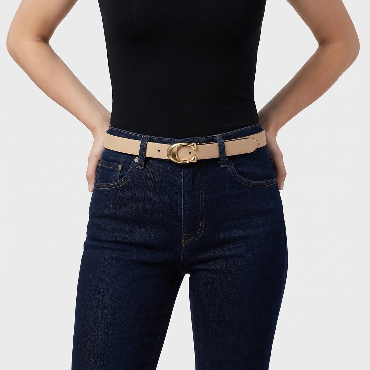 Women's Slim Reversible Belt with C-Buckle