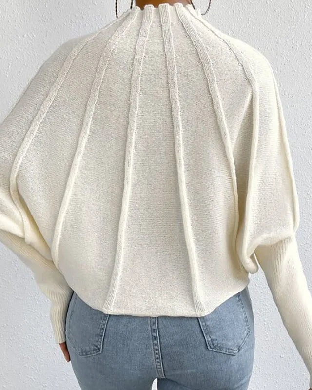 Ceylan Women's Sweater Cropped Textured High Neck Pullover